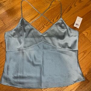 Abercrombie & Fitch Blue Satin Criss Cross Strap Cami